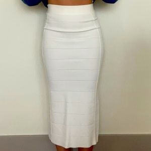 Herve Leger white pencil skirt